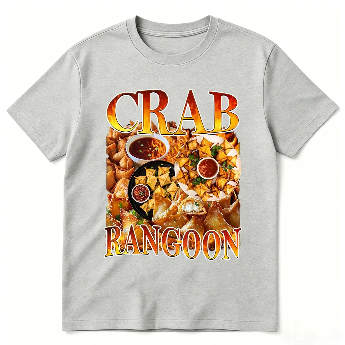 Crab Rangoon Vintage Food T-Shirt Retro 90s Funny Snack Asian Appetizer Graphic T-Shirts Men Women Cotton Short Sleeve T Shirt
