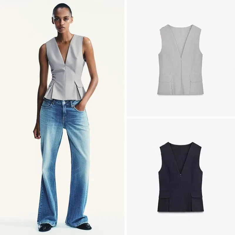 

New Autumn Women's Simple V-ne Svel Pure Color ort Skirt Sle Hem Top 2803 Faionable Casual Wear