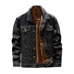 Winter Male Denim Jackets Thick Outerwear Coats 2024 Mens Warm Fleece Denim Jacket Solid Casual Fashion Mens Coat Denim Jacket