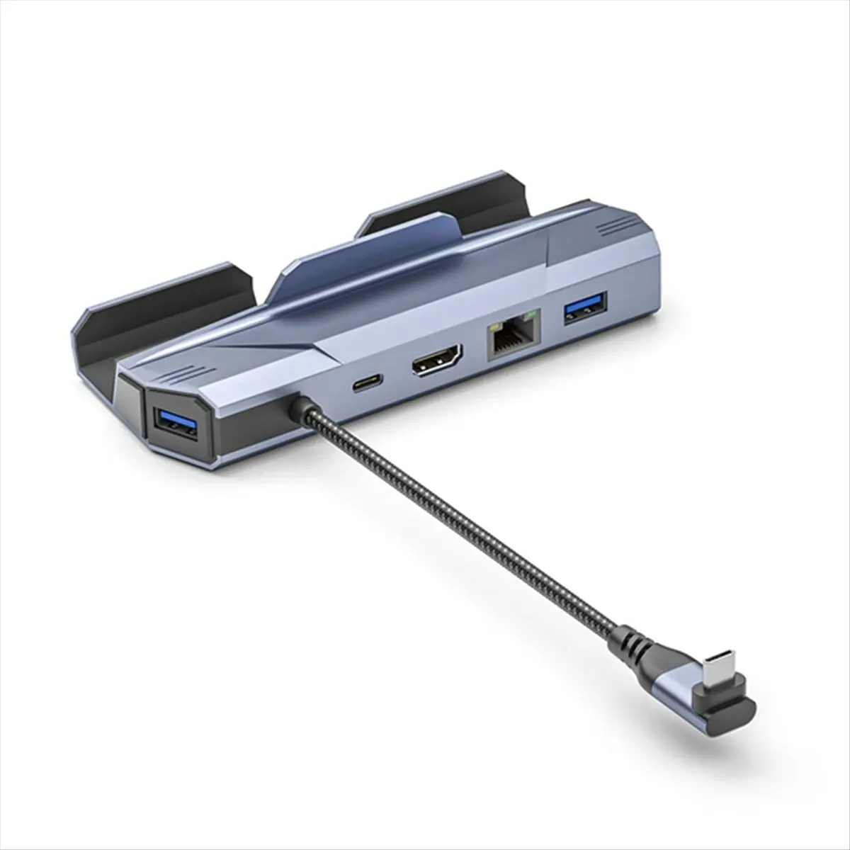 DT1791 Mon.6 in 1 USB C Hub USB C Docking Station to -Compatible 4K60hz RJ45 PD100W Dock USB 3.0 HUB Aluminum Alloy Extended