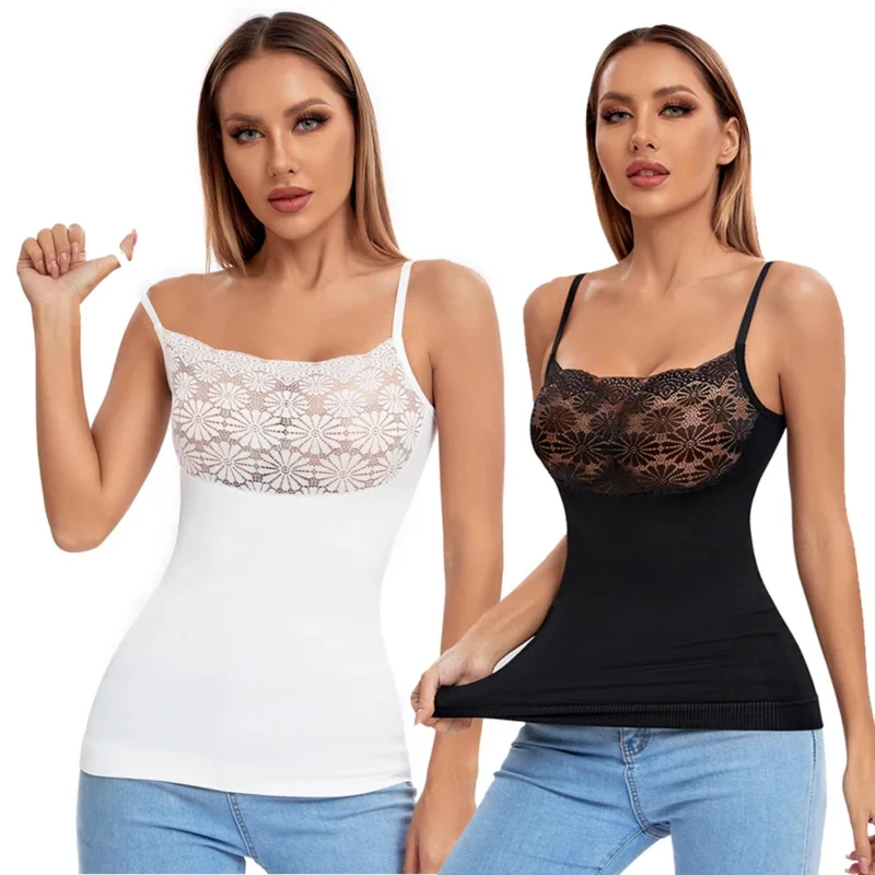 Slimming Cami Shapewear Tank Tops for Women Tummy Control Camisole Seamless Body Shaper Lace Bodysuits