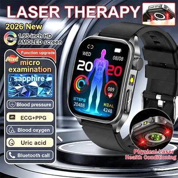Inteligentny zegarek zdrowotny 2026 z laserową terapią, redukujący trzy podwyższone parametry: ciśnienie krwi, poziom tlenu we krwi, kwasu moczowego, lipidów we krwi, EKG, smartwatch dla mężczyzn.