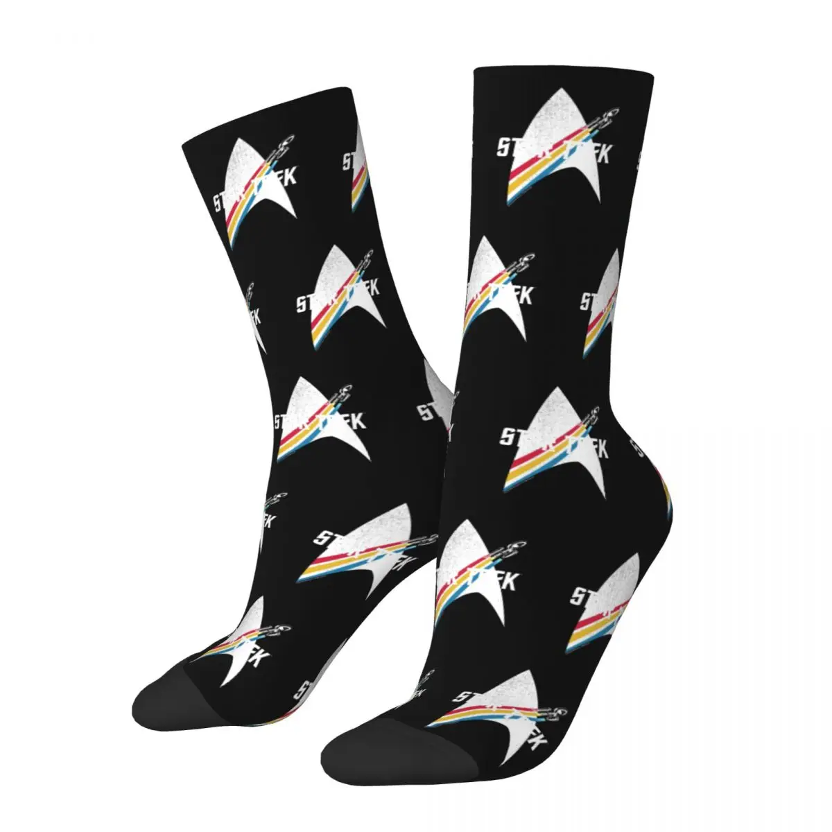 Retro Stars Treks Retro Football Socks Polyester Crew Socks for Women Men Non-slip