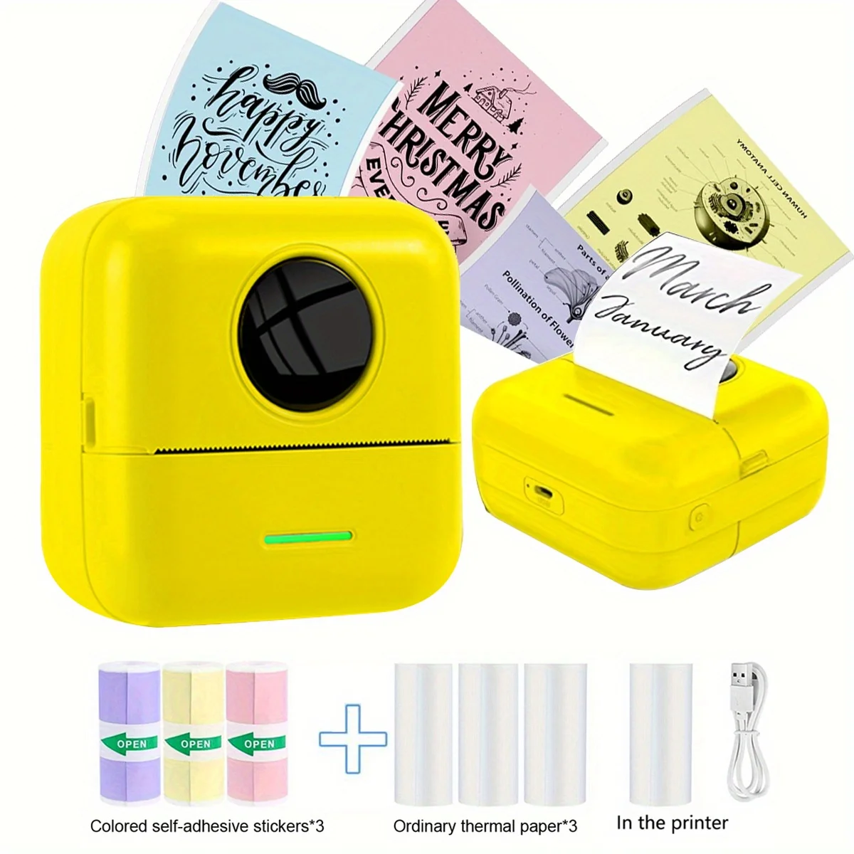 Mini Pocket Printer, Portable Thermal Printer, for Android or iOS APP, Inkless Printer Gift for Friends, Used in Home, Office