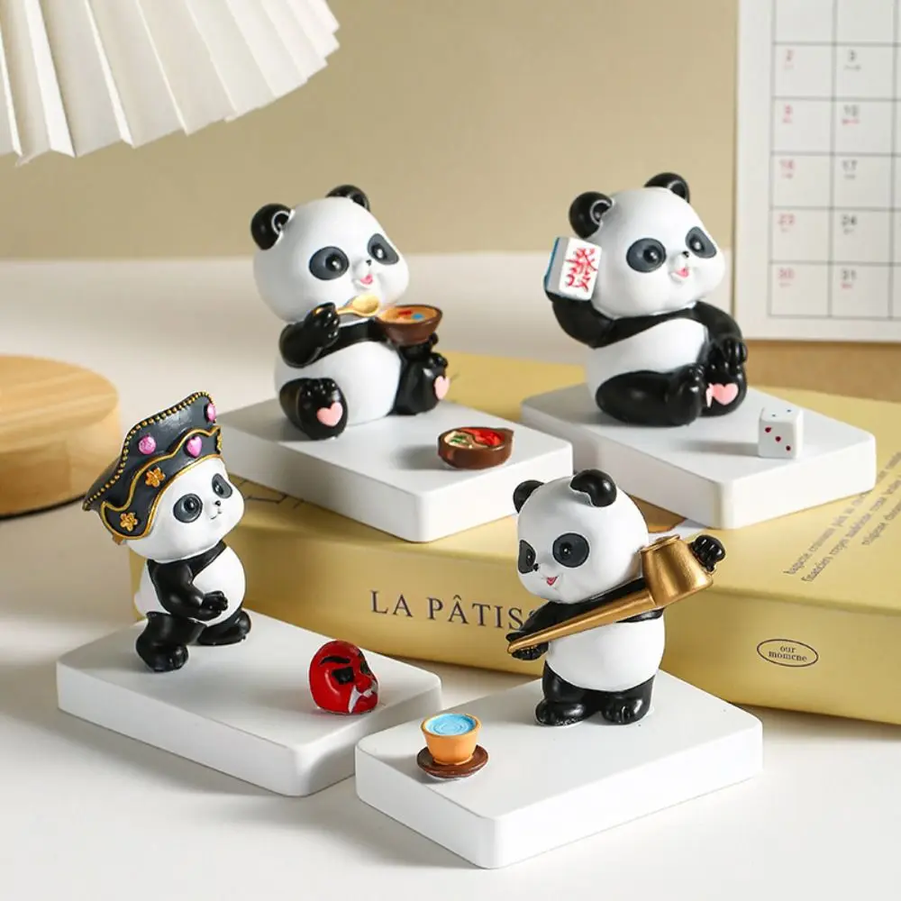 Cute Panda Figurines Panda Phone Holder Anti-slip Resin Cartoon Phone Stand Holder Flat Bottom Stable Mobile Phone Bracket Gift