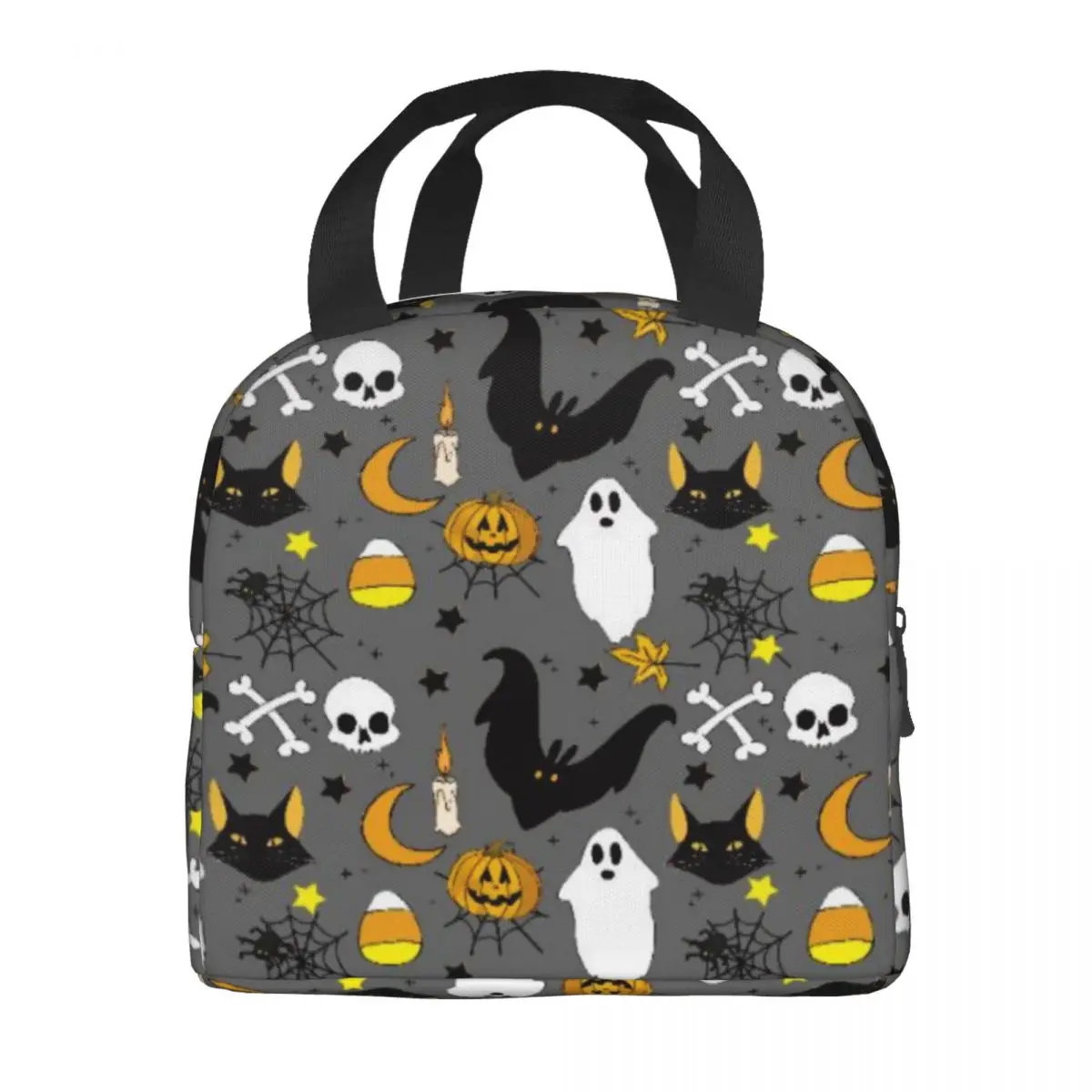 Funny Halloween Insulated Lunch Bag for  Picnic All Hallow Mas Pumpkin Witch Leakproof Thermal Cooler Bento Box Women Kids