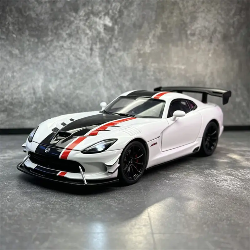 Modelo de Auto Deportivo de Aleación Dodge Viper ACR SRT a Escala 1:24, Vehículo de Carreras de Metal Fundido a Presión, Modelo de Auto con Sonido y Luz, Juguete para Niños, Regalo