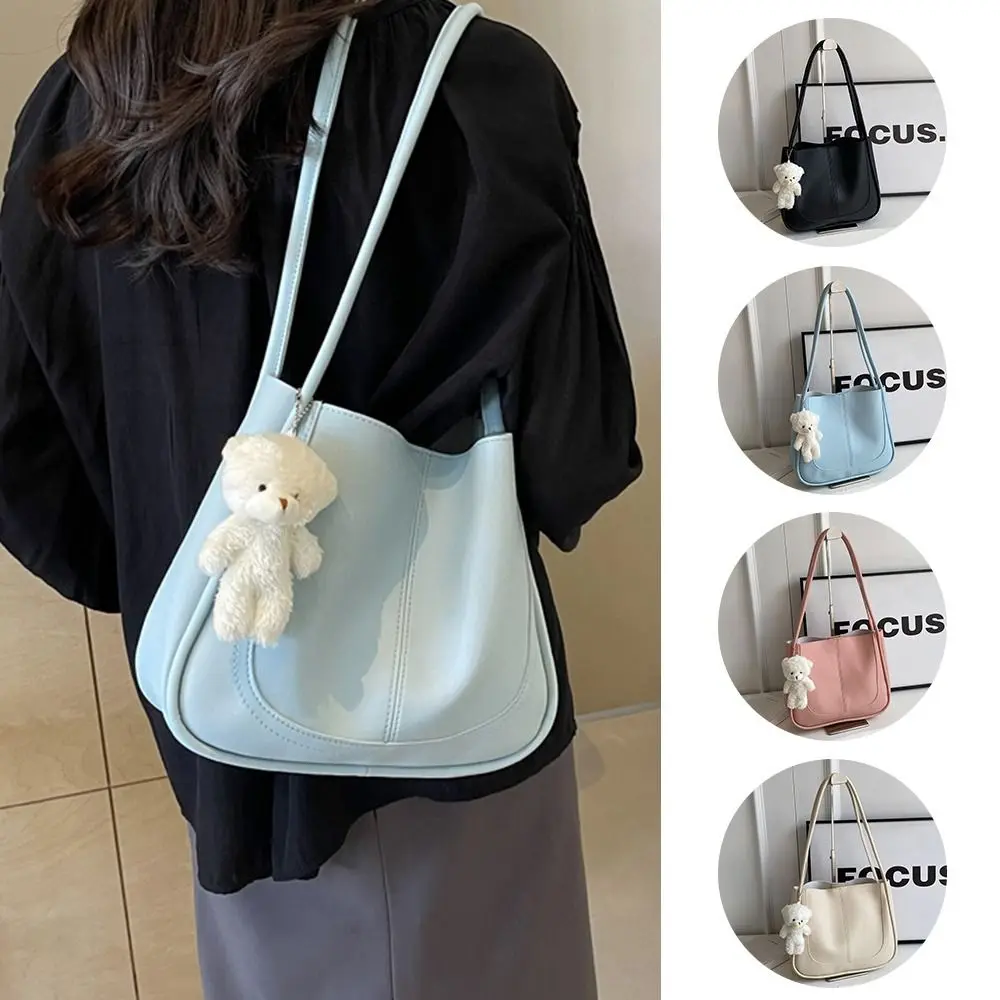 Large Capacity Women\'s Shoulder Bag New Commuting Handbags Bucket Bag Fashion Crossbody Bags Solid Color Tote Bag