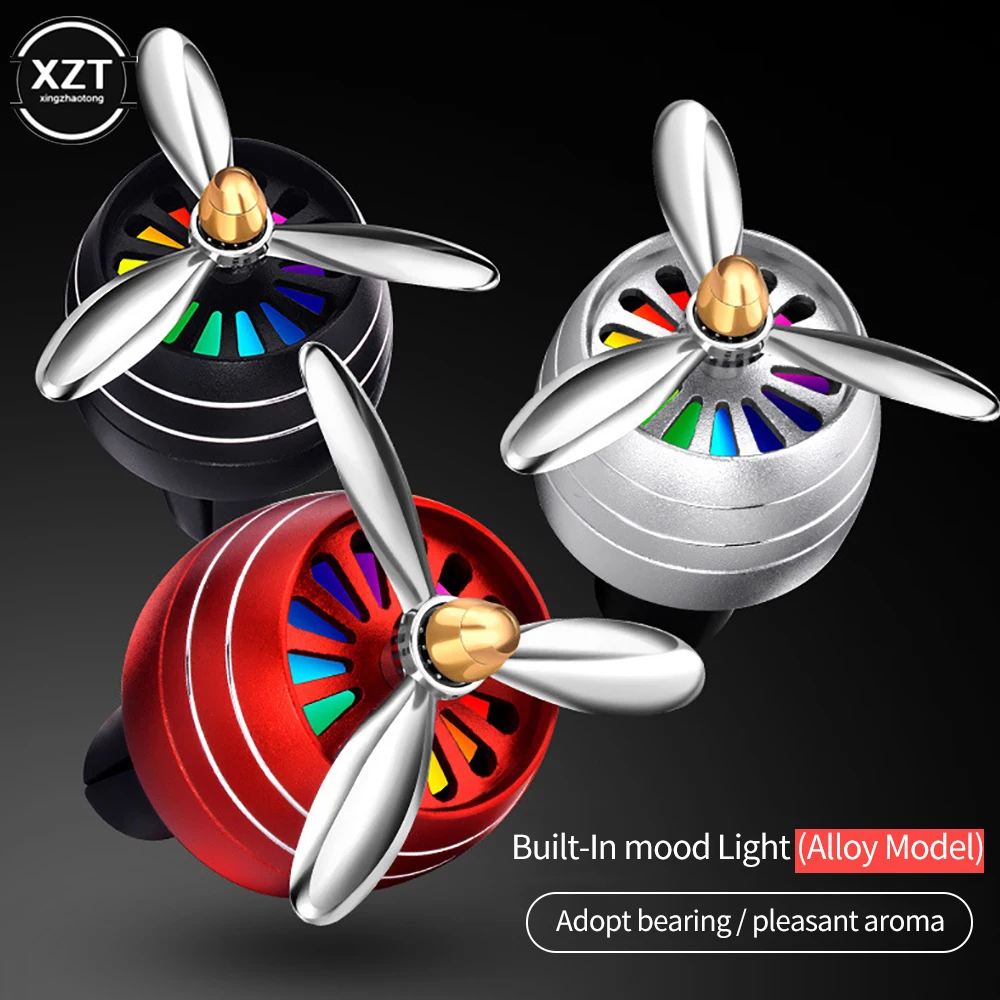 

Car Air Freshener Rotating LED Fragrance Dispenser Fragrance Car Propeller Air Outlet 3-leaf Fan Car Diffuser For Air Vent