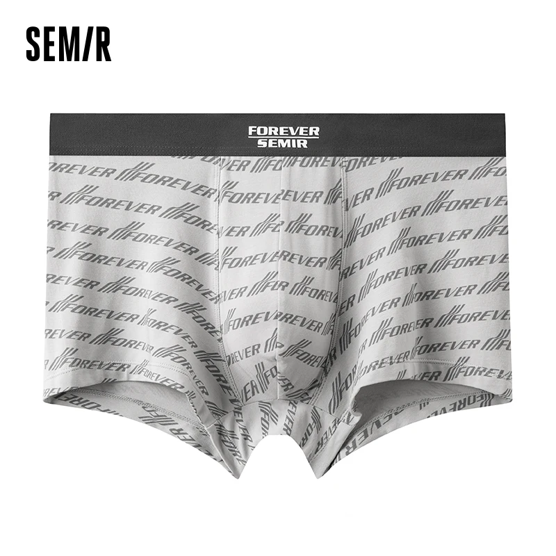 Semir Underwear Men Comfortable Boxer Briefs Skin-friendly Breathable Shorts Fashion Printed Soft Boxer Briefs