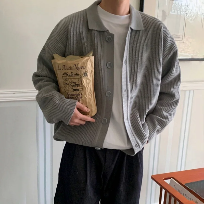 WTHT ファッション 2025 夏メンズソリッドカラーテクスチャラペルニットセータートレンディな長袖シングルブレストプルオーバー男性 2A0807