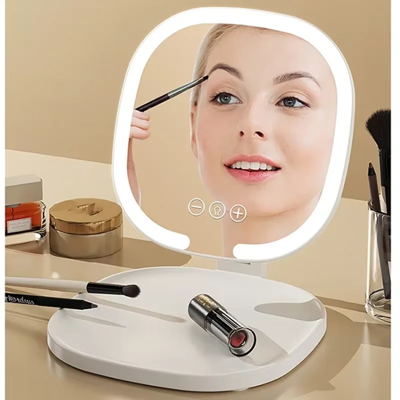 

Новое светодиодное зеркало для макияжа, офисное складное портативное зеркало с заполняющим светом, настольное туалетное зеркало для общежития, современный туалетный столик с подносом