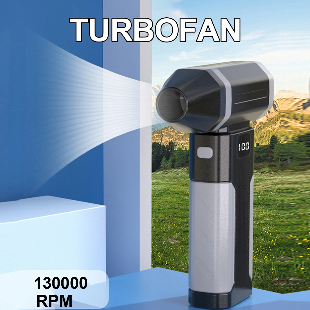 130000 RPM Mini Portable Handheld 52m/s Fan Turbo Fan Adjustable Mini Personal Fan 6000mAh Type-C rechargeable Electric Fan