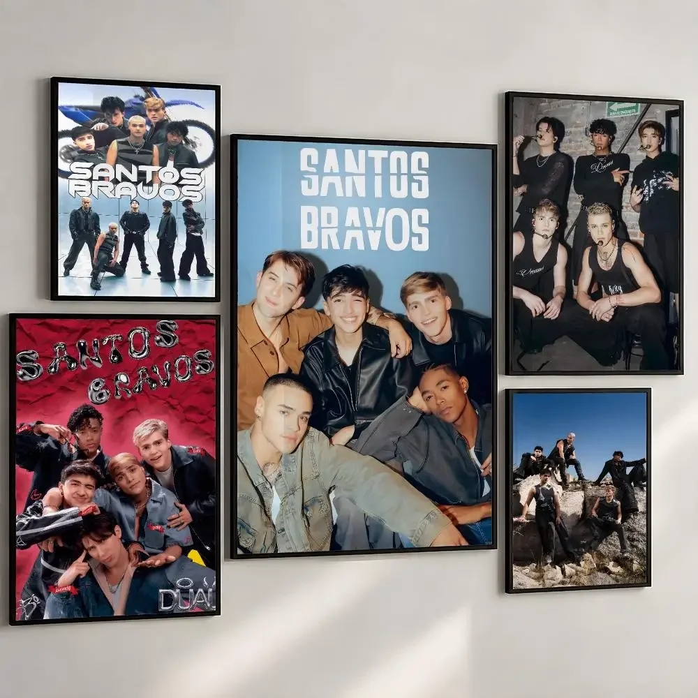 Music Santos Bravos Dual Latin Pop Poster PP Wall Art Print Removable Water-Resistant Home Decor for Bedroom Apartment Gift