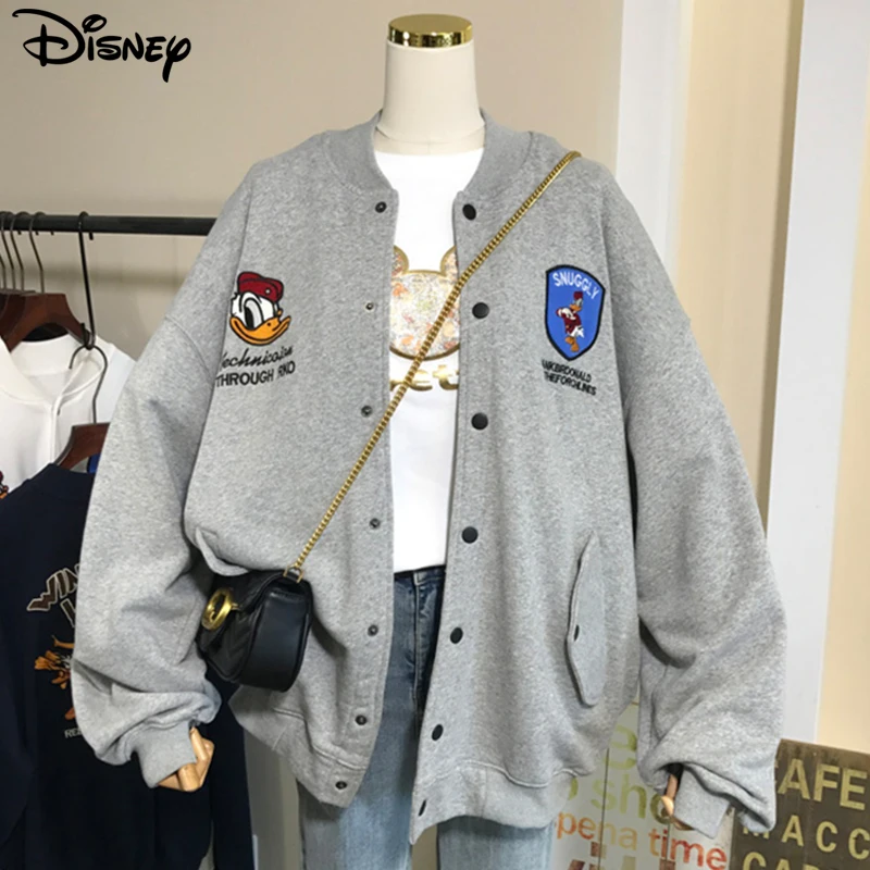 Disney New Arrival Top Fashion Cotton Loose Casual Cartoon Thin Embroidery Donald Duck Loose Baseball Jacket Suit Cardigan Coat