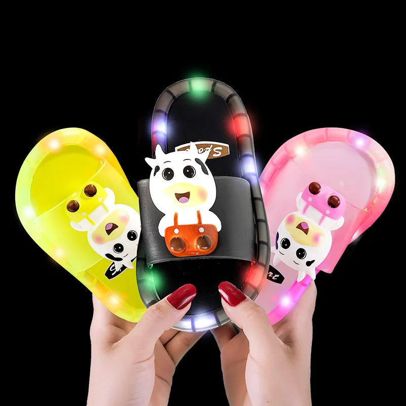 2023 New Summer Ins Children Slippers Illuminated Cartoon Boy Girl Baby Indoor Outdoor Wear-resistant Shoes