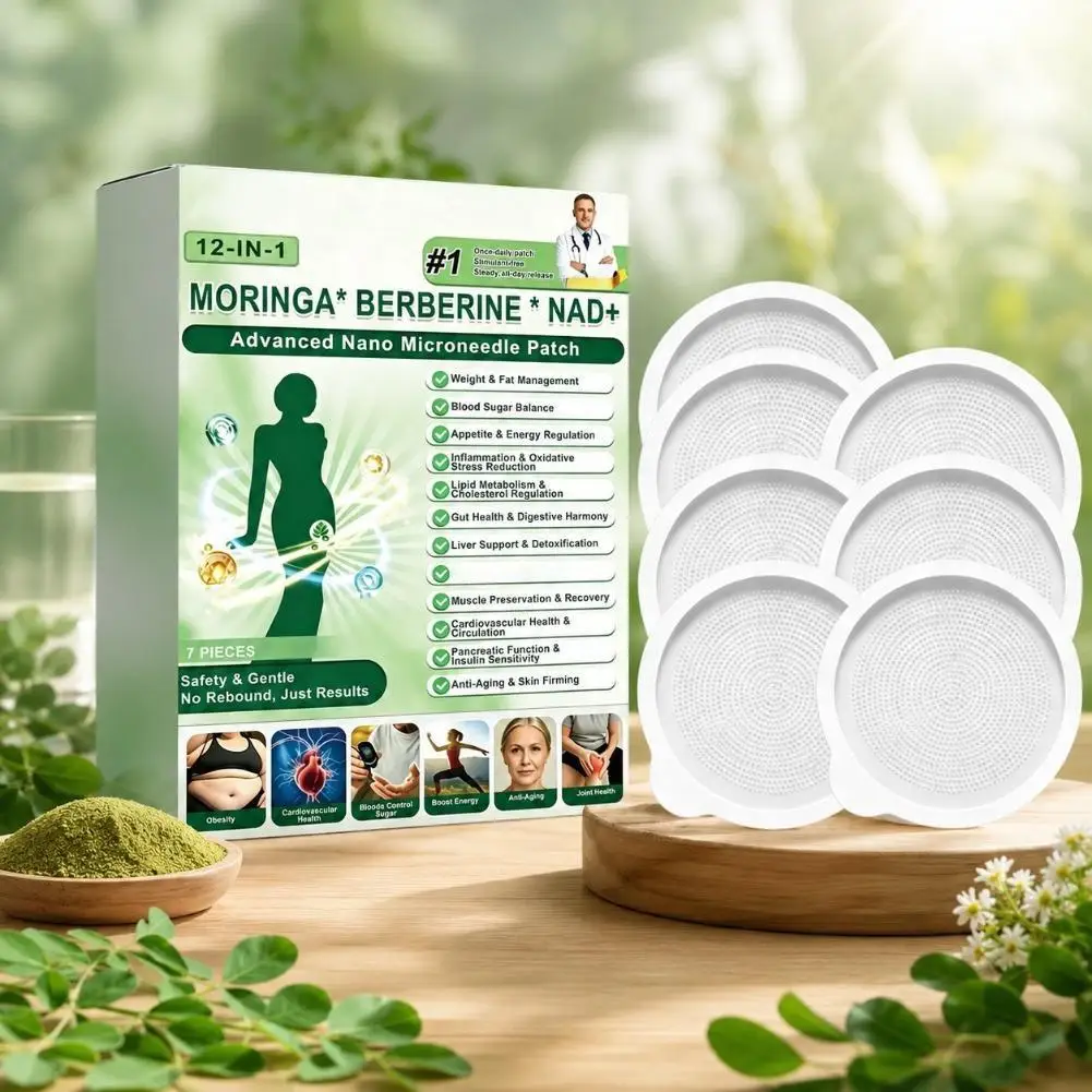Advanced Moringa Berberine NAD+ Nano Microneedle Patch Weight Management Patch Balance Blood Sugar Support Liver Wellness Patch
