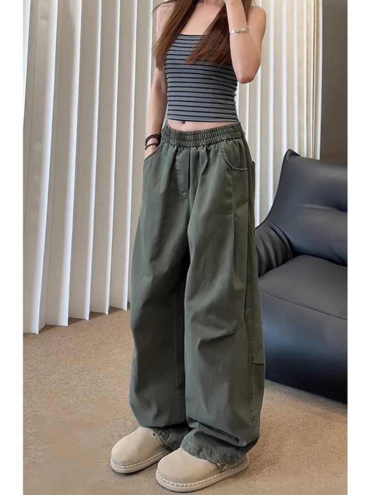

Military een Pleated Workwear Pants Men's Autumn American Retro Trendy High Waist Wide Leg Pants Loose Fit Casual Trousers