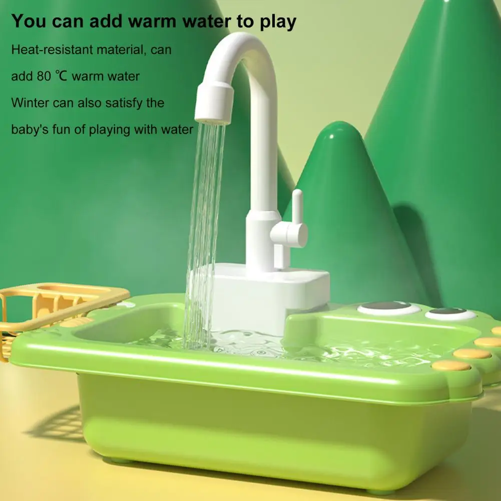 Giocattolo per bambini Mini Toddler Playhouse lavastoviglie lavello Set con sistema di acqua corrente finta gioco di ruolo giocattoli di dinosauro per ragazzi