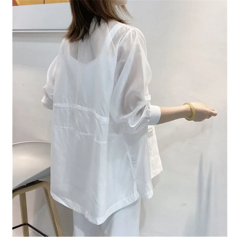 Women Thin Sun Protection Clothes 2024 Summer New Fashion Korean Breathable Seven-Point Sleeve Coat Female Office Jacket