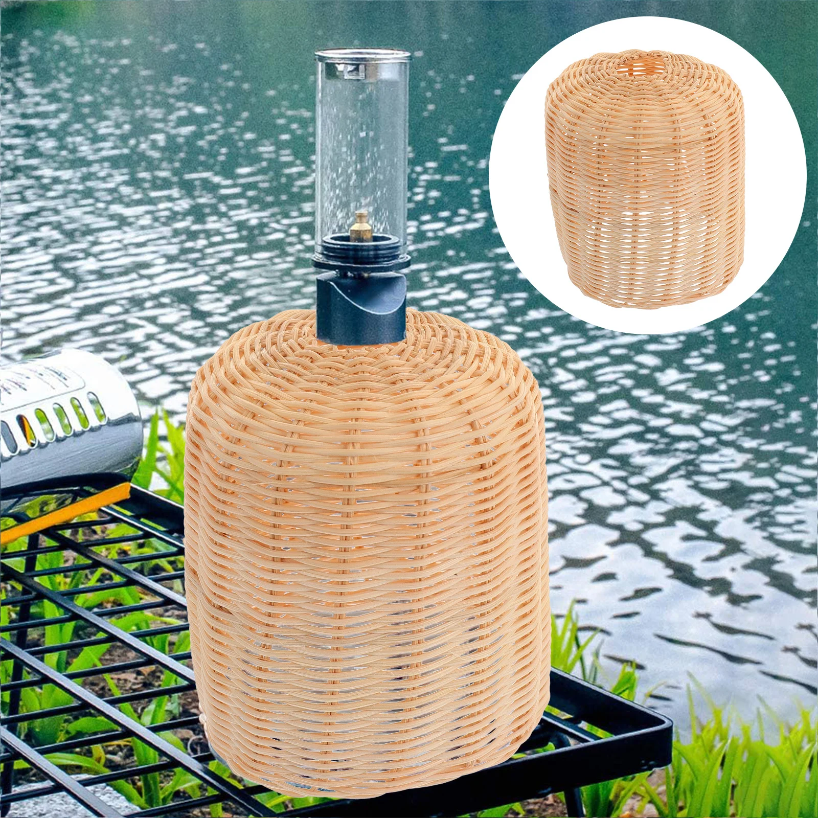 

Flat Gas Cylinder Cover Handmade Rattan Protector For Outdoor Camping Cooking Fuel Tank Storage Bag Lightweight Dust Resistant