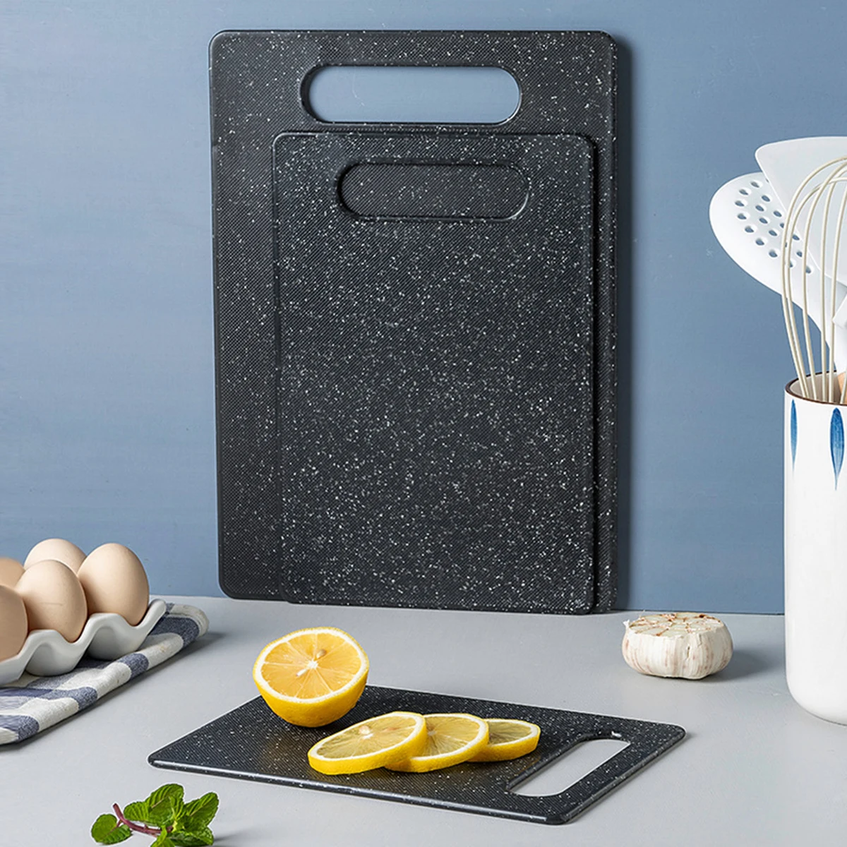 1PC-Square Plastic Chopping Board for Home Use; Double-Sided Cutting Board for Kitchen Use; Fruit Board for Sorting and Storage