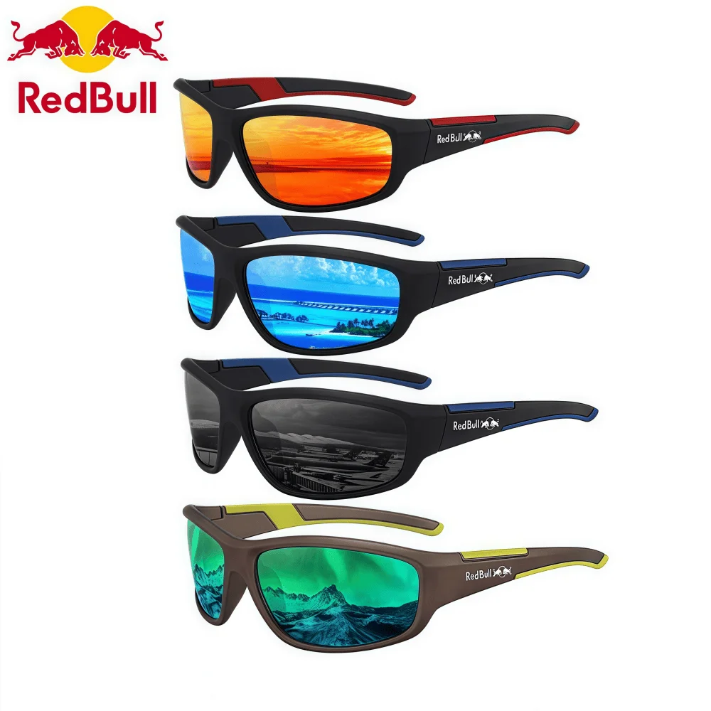 2025 New 4 Colors Red Bull Polarized Eyes Men and Women Outdoor Hunting Fishing Driving Bicycle Sunglasses Optional Glasses Case