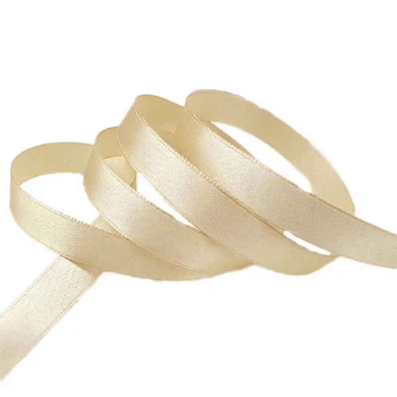 (25 yards/roll)12mm Cream White Single Face Satin Ribbon Webbing Decoration Gift Christmas Ribbons