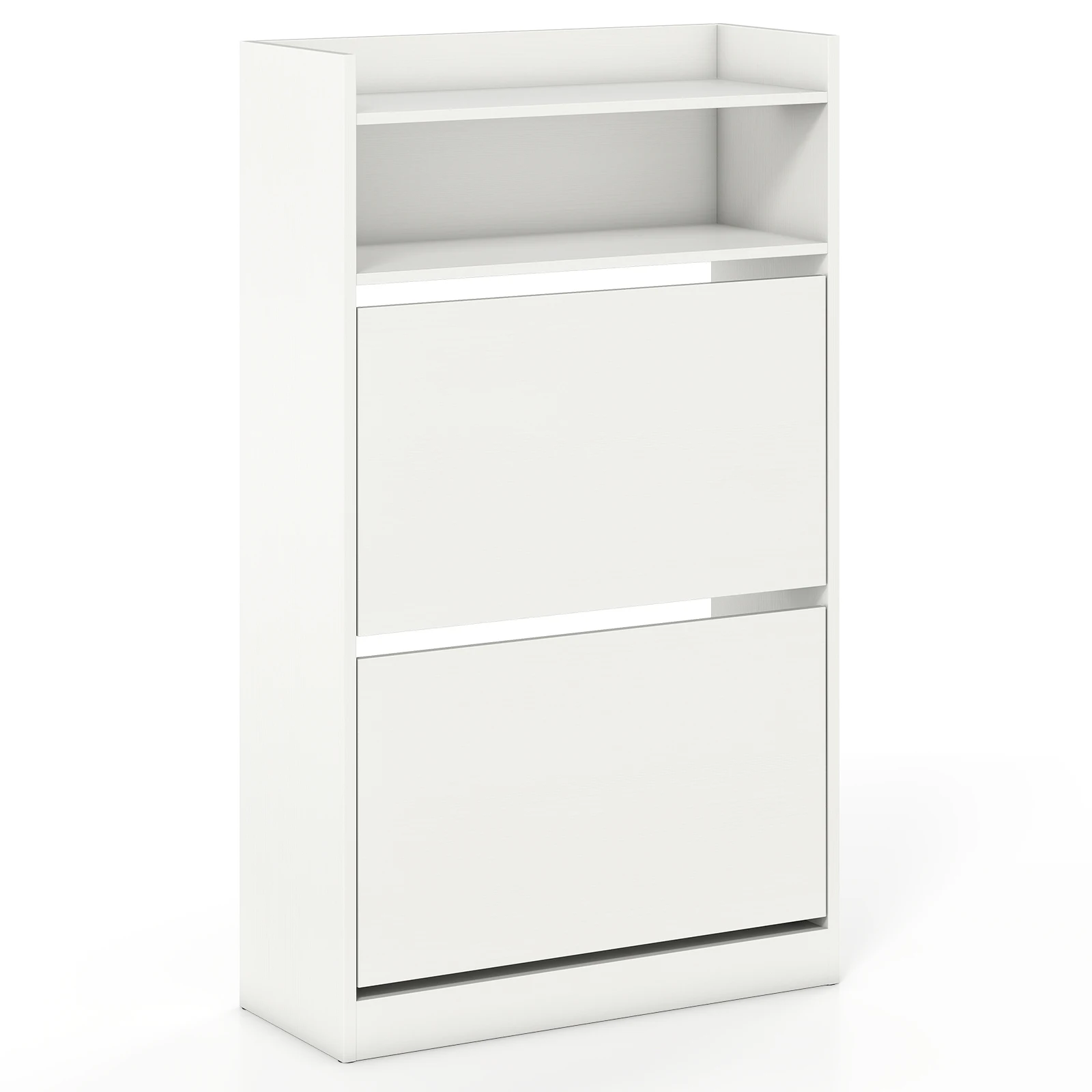 

Shoe Storage Cabinet w/ 2 Flip Drawers, Adjustable Removable Shelves for Entryway