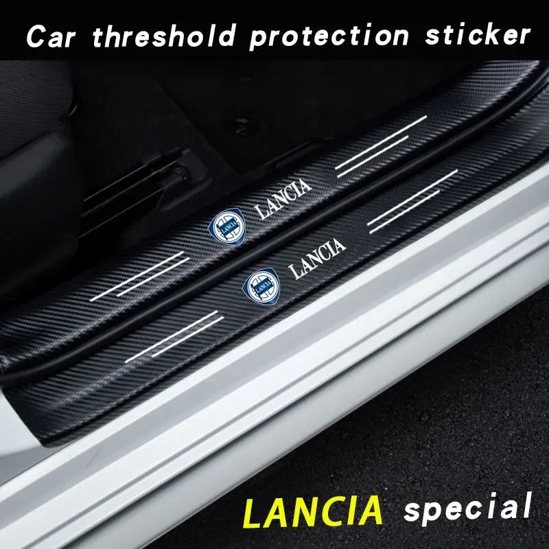 Leather Car Door Sill Plate Protector Stickers for Lancia ypsilon delta musa nera thema STRATOS Y Phedra Car Accessories