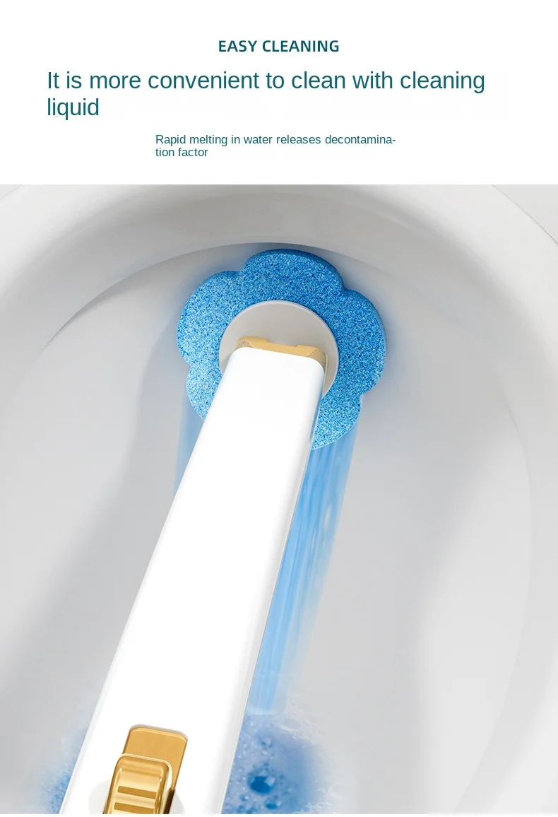 1 Set Wandmontierter Einweg-Toilettenbürste mit langem Griff, inklusive integrierter antibakterieller Reinigungsflüssigkeit und Ersatzbürstenköpfen, für eine gründliche und hygienische Reinigung ohne schwer zugängliche Stellen. – Detail 9