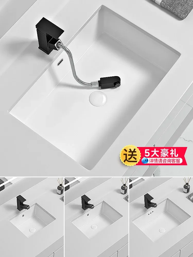 cx large-capacity ceramic undermount square embedded flat-bottom washbasin bathroom