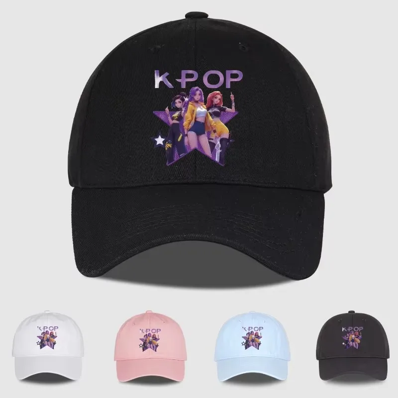 K-Pop Cartoon Girl Group Star Print Soft-Peak Baseball Cap - Unisex Casual Retro Adjustable Dad Cap - Y2k Sun Hat Sunscreen Hat