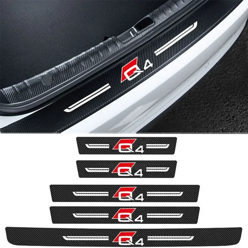 

Car Interior Front Rear Trunk Tail Sill Protective Film Decals for Audi Q4 Logo Auto Door Threshold Tape Anti Scratch Stickers