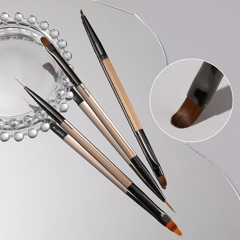 Brown Dual-purpose Brush Gradient Nail Brush Line Painting Brushes Nails Crystal Acrylic Liner Drawing