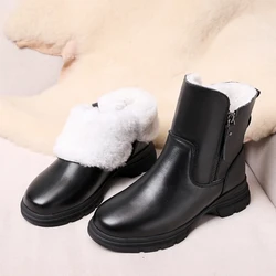 AIYUQI Women Winter Boots Anti Slip 2024 New Genuine Leather Women Ankle Boots Large Size 41 42 43 Warm Snow Boots Women