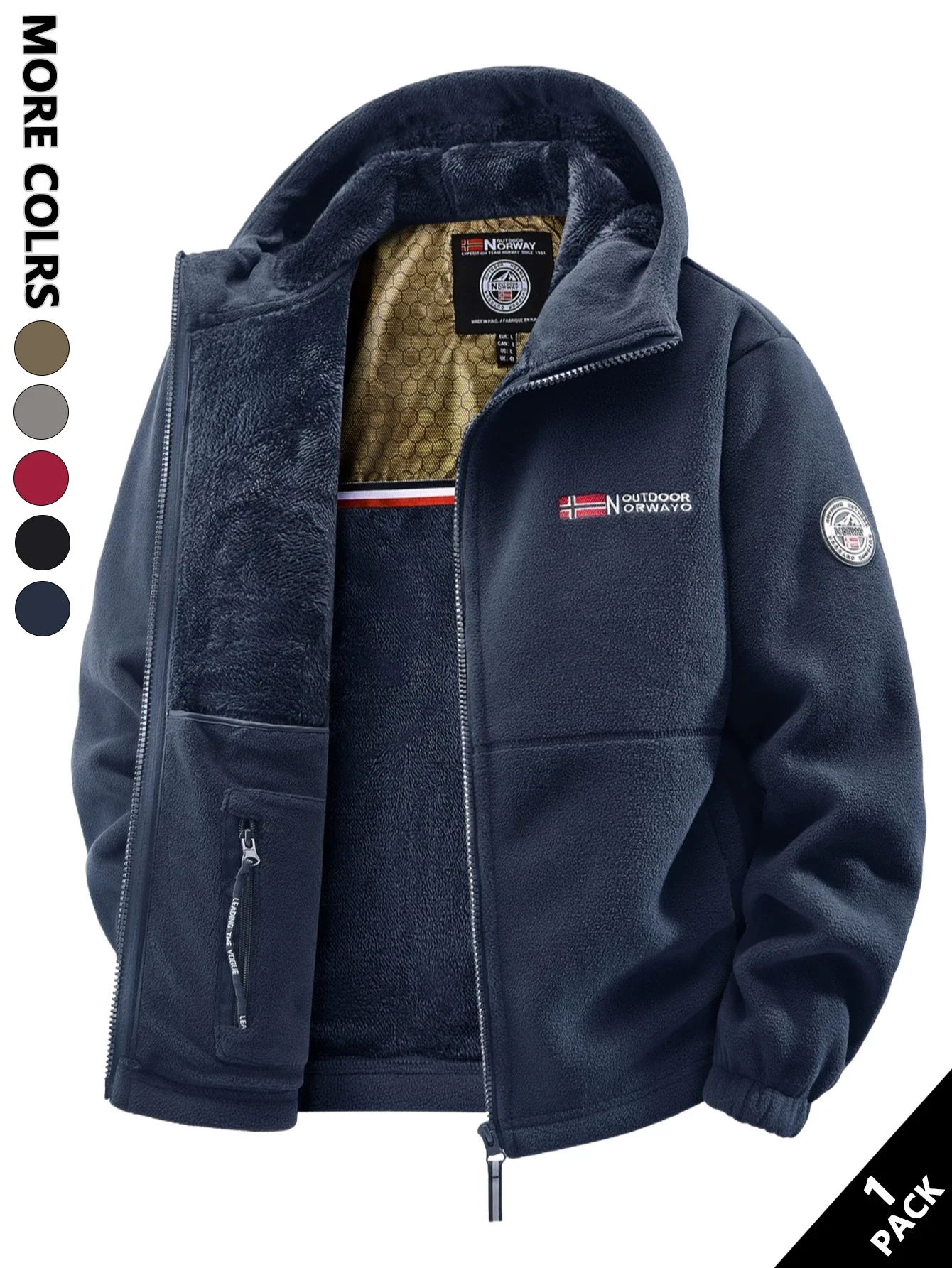 سترة شتوية بغطاء للرأس من الصوف للرجال مقاومة للرياح دافئة مناسبة للمنزل والترفيه والرياضة والجري والتنقل اليومي ملابس الشارع الشهير للإجازات