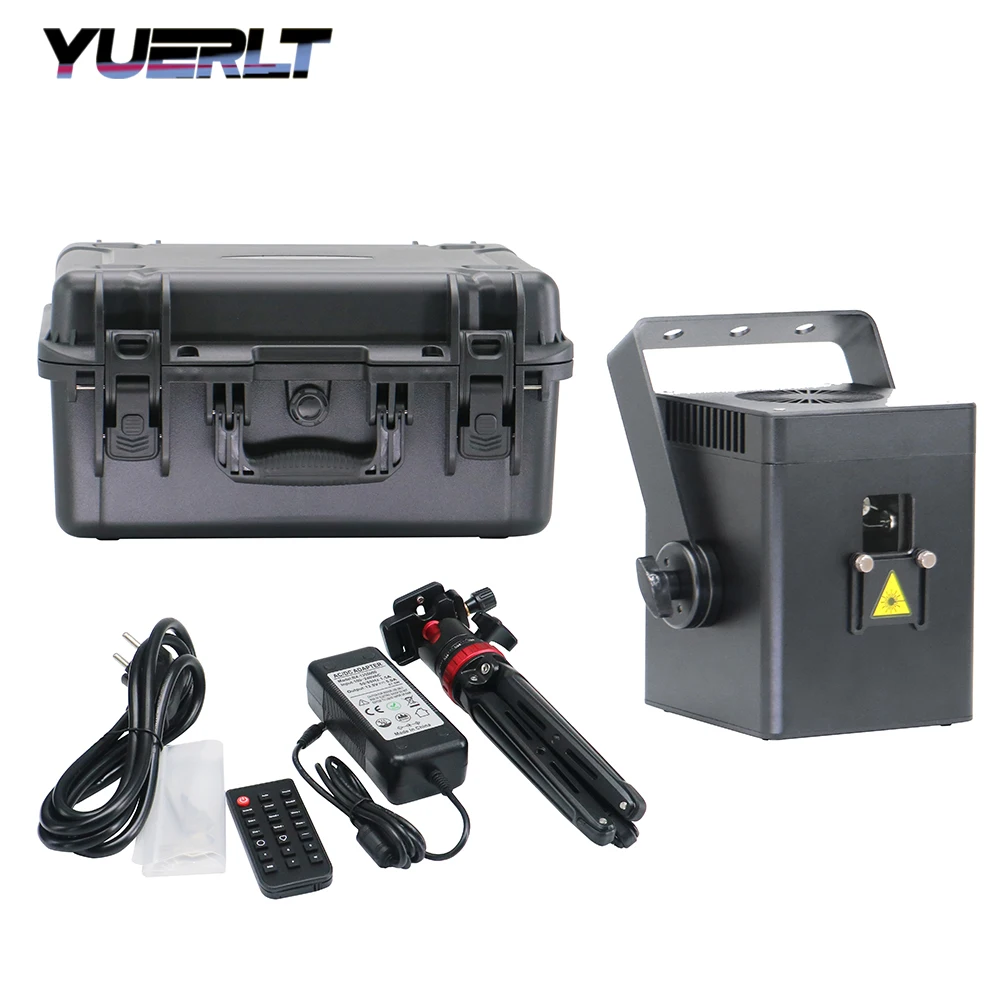 

Лазерный проектор 6W RGB 30KPPS с питанием от батареи, управлением через мобильное приложение, DMX512, TTL, аналоговым сигналом, в кейсе для диджеев и дискотек