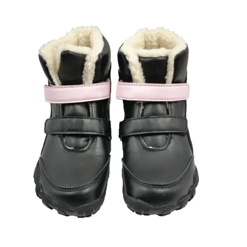 ZZFABER Girls Barefoot Boots Warm Soft  Winter Shoes for Girls Flexible Snow Boots