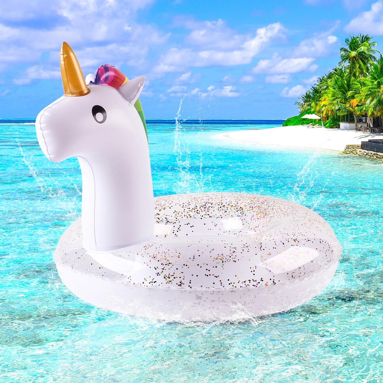 1PC Unicorn Shaped Pool Floats, Adult Summer Thick Swimming Ring, Suitable For Summer Pool Party Armpit Ring.