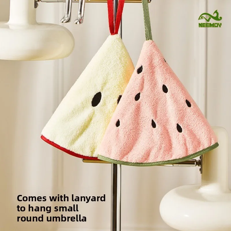 Hangable Hand Towel Strong Water Absorption and No Shedding Kitchen Hand Towel Wool Bathroom Cartoon Children's Handkerchief