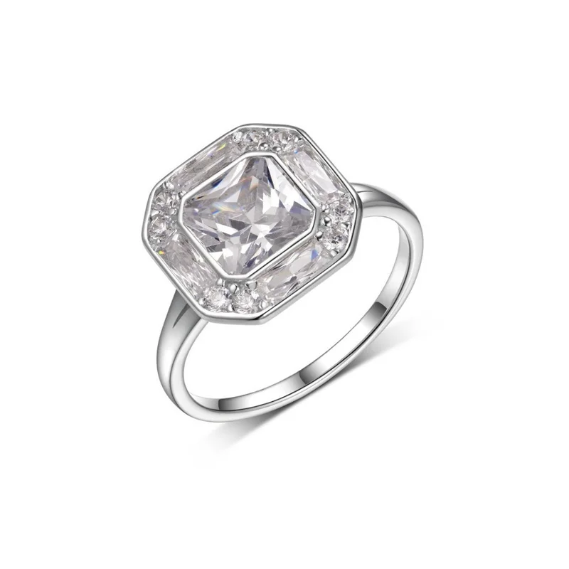 

ZFSILVER s925 Серебряное Модное Роскошное Модное Цвет D Муассанит 2 карата Квадратное Кольцо Для Подвесок Женщин Свадебная Вечеринка Ювелирные Изделия Подарок MR0159