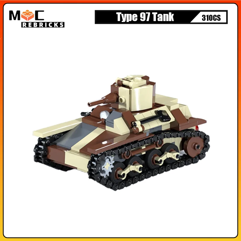 MOC Building Blocks WW2 Military Light Armored Car Type 97 Te-Ke Reconnaissance Tank Technology Weapon Model Puzzle Bricks Toys