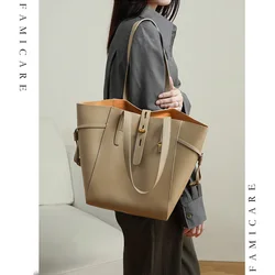 Borsa Tote in pelle bovina da donna 2022 nuova tendenza borsa a secchiello monospalla moda Versatile borsa da lavoro di grande capacità per il pendolarismo femminile