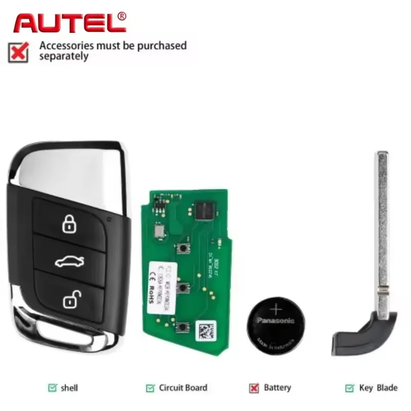 1 Piece Autel IKEYVW003AL VW003AL Universal Smart Remote Key 3 Buttons for Volkswagen For Autel Smart Key For KM100 IM508 IM608
