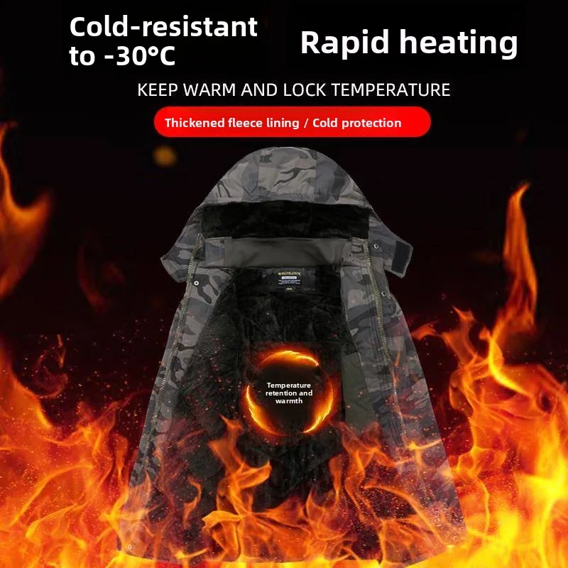 

Утепленная рабочая куртка из чистого хлопка для мужчин, зимняя спецодежда с камуфляжным принтом, огнестойкая, с защитой от ожогов, хлопковая.