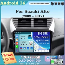 Android 14 For Suzuki Alto 2009 - 2016 Car Multimedia LED Screen Stereo Video Player GPS Navigation Radio Auto 360 Camera FM BT