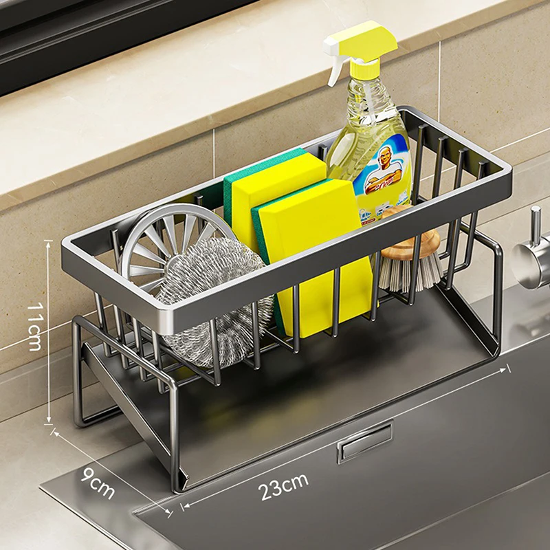 Kitchen Stainless Steel Sink Storage Shelf Table Dish Spong Mop Rag Dishcloth Sink Draining Storage Rack Soap Organizer Rack