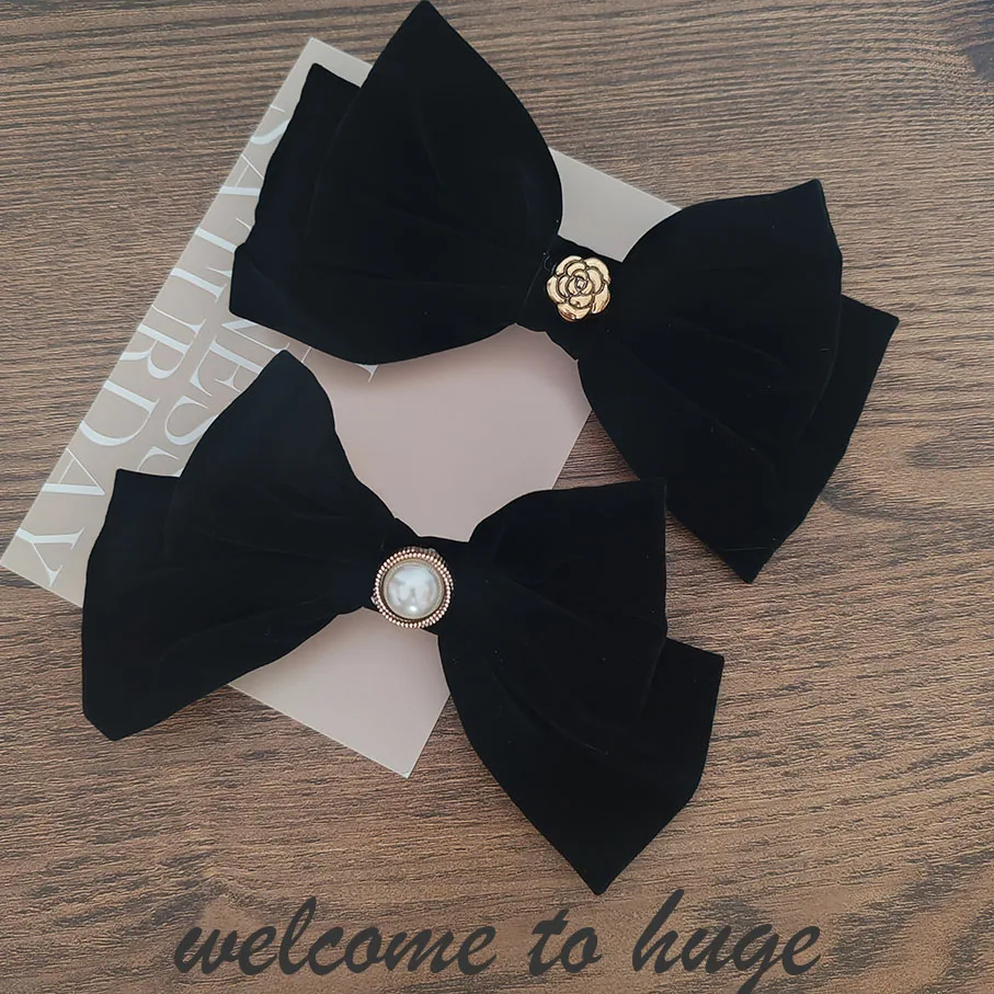 

Good Quality Advanced Classic Black Velvet Bow Hair Clip for Girls Women's Spring Hairpin Romantic Korean Hair Accessory