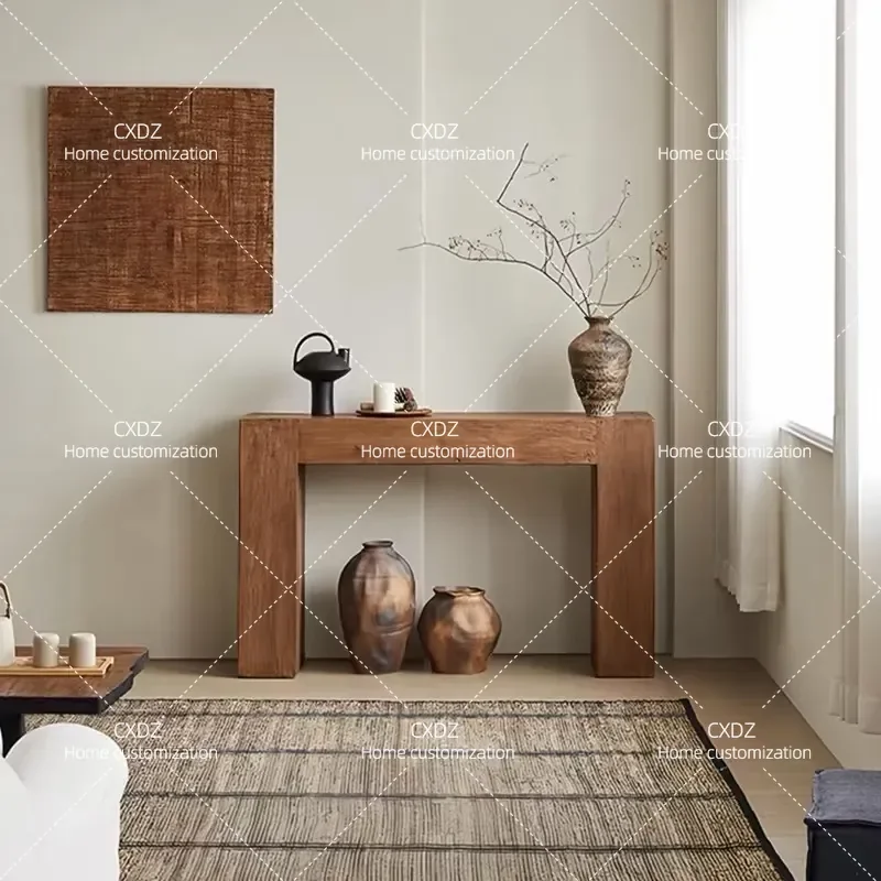 Solid Wood Entryway Table Narrow Console  Room Hallway Retro Wall Mounted Side